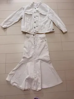 AZUL by moussy ホワイトデニムセット S