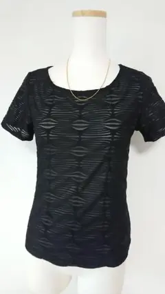 美品☆インポート デザインモノトーン透けトップス