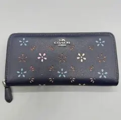 コーチ F31164 花柄 長財布 レーザーカット ネイビー