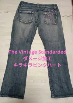 The Vintage Standardedキラキラピンクハートダメージ加工