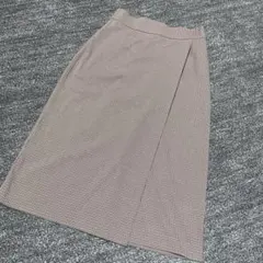 ユニクロ チェック柄 Aラインロングスカート ブラウン 茶色 春 Mサイズ