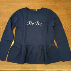 BeBe ネイビー 長袖カットソー フリル付き　150