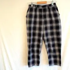 スタディオクリップ　テーパードパンツ　カジュアルパンツ　リネン混　チェック柄