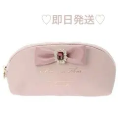 Maison de FLEUR ピンクピンク合皮リボンビジューペンケース　ポーチ