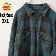 usa古着 LuckyBrand　ネルシャツ　2XL　グリーンブラック　チェック