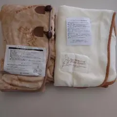 36ピーターラビット フリースブランケット　ホワイト　ベージュ2枚セット