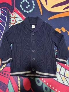 ネイビー ケーブルニット カーディガン 3-6ヶ月