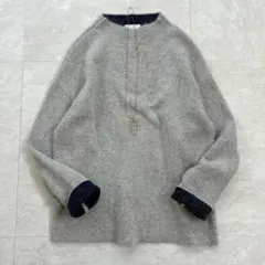 リムアーク アンゴラ混ニットプルオーバー ボトルネック グレー ふわふわ