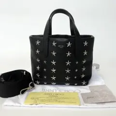 極美品 ジミーチュウ ミニサラ 2way ハンドバッグ 星スタッズ 本革 黒