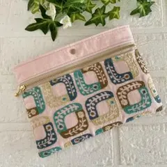 受注】刺繍1 lolo ピンク お札の折れない二つ折り財布 ミナペルホネン