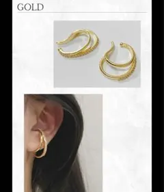 イヤーカフ 2連 キュービックジルコニア イヤーフック 両耳用 大人気