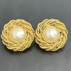 ★美品★CHANEL シャネル パール ビンテージイヤリング ゴールド 金色