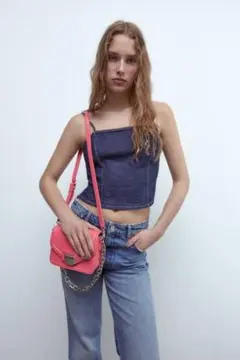 ザラ　ショルダーバッグ　ピンク