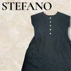 STEFANO ステファノ ブラックノースリーブ ワンピース リネン100%