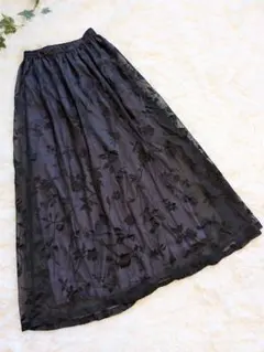 IKUKO イクコ M 総レースチュールスカート ロング ゴム仕様