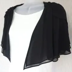 美品アサクラ M バックレース 黒シフォンボレロ ドレスカーディガン 結婚式