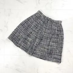 美品 トランテアンソンドゥモード ツイードフレアスカート 黒 38*JD1054