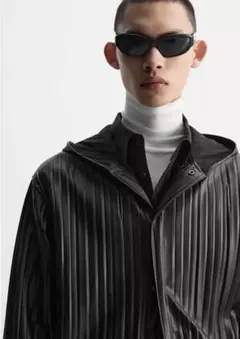 新品未使用 ZARA プリーツレザー シャツ ジャケット 韓国コーデ ストリート