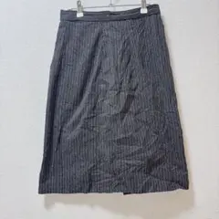 美品★黒と白　ストライプ タイトスカート ひざ丈　【フリー】　大人女子　通勤