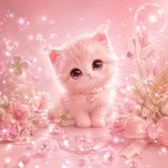 天使の猫 イラスト ピンク ゴールドファイルで発送a4プリントポスター