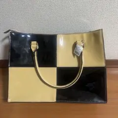 バイカラー エナメル調 ハンドバッグ 2way