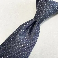 【美品】グレー ドット 小紋柄 シルク ネクタイ
