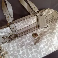 Coach ボストンバッグ グレー ロゴパターン