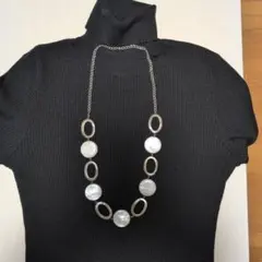 貝殻とチェーンのオーバルネックレスハンドメイド