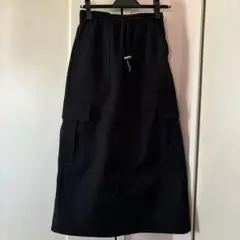 ジーユーGU 裏フリースカーゴロングスカートQ ブラックSサイズ