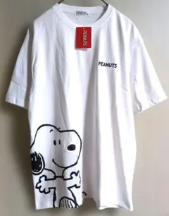 【値下】PEANUTS スヌーピー 刺繍ロゴ 半袖Tシャツ 白LLのサムネイル