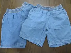 売約済みGU　デニムシェフショーツ130㎝×２枚セット　美品