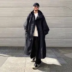 JIAOLANDIオーバーサイズスタンドカラートレンチコート ブラックL