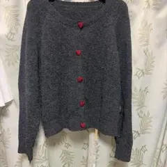 【即購入OK】ノーブランド品 韓国ファッション ハートボタン カーディガン 長袖