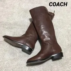 coach ♫ ロングブーツ 35 ブラウン ジョッキー 22cm ゴールド