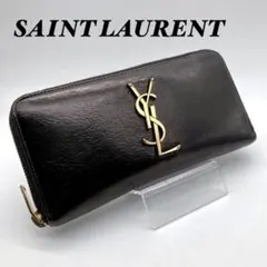 イヴ・サンローラン　長財布　ラウンドジップ　YSL ブラック ゴールド