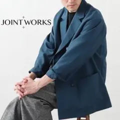 新品 ジョイントワークス ルーズシルエットツイルダブルブレストジャケット M 紺のサムネイル