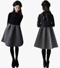 ARCADY フォーマルワンピース 150cm ブラック グレー 冠婚葬祭 法事