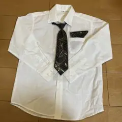 長袖シャツ 130cm ネクタイ付き ホワイト