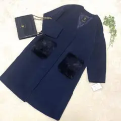 신품 미사용 w closet ロングコート ネイビー ポケットファー