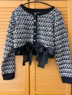 GRL（グレイル）リボンツイードニットカーディガン[dh1428]