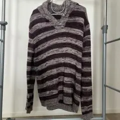 ボーダー柄 Vネック ニット セーター メンズ