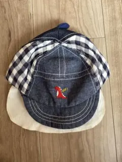 ユニークなチェック柄デニムキャップ
