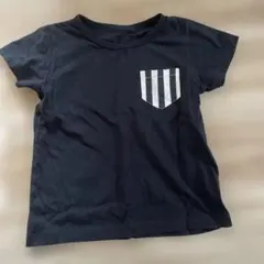 ニッセン　ストライプポケット付き半袖Tシャツ ブラック 120cmのサムネイル