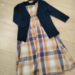 美品ワールド　グローブ　チェック柄ノースリーブワンピース