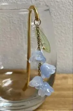 水色花形ピアス ハンドメイド