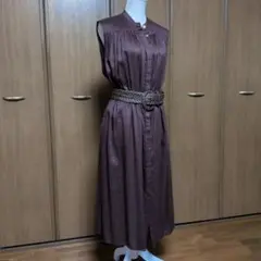極美品❣️自由区 カットワークロングワンピース ブラウン✨38サイズ 
