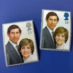 4835 外国切手 イギリス チャールズ皇太子とダイアナ妃 2V 1981年