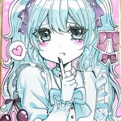 オリジナル手描きイラスト 色紙 アナログ