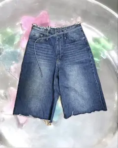 【JEANASIS】デニムブルー カットオフハーフパンツ