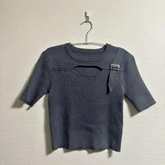 【ANAP】トップス ラメ ニット グレー ショート丈 レディース